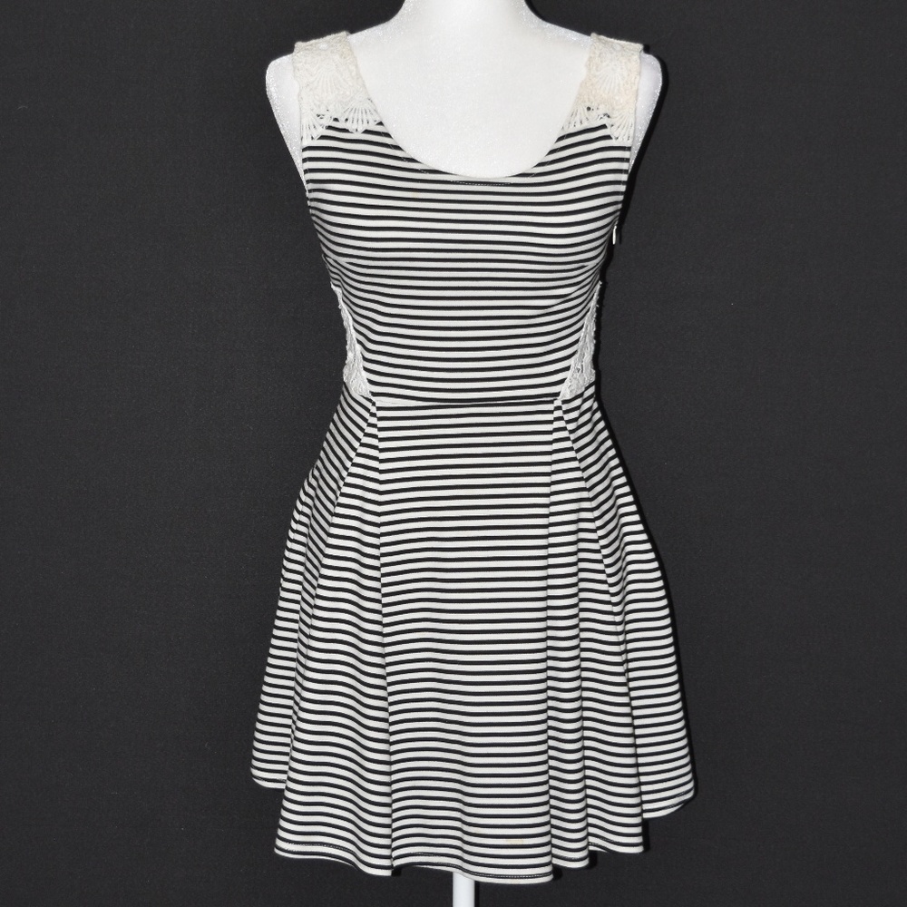 Poof Couture Striped Fit and Flair Dress Sz S